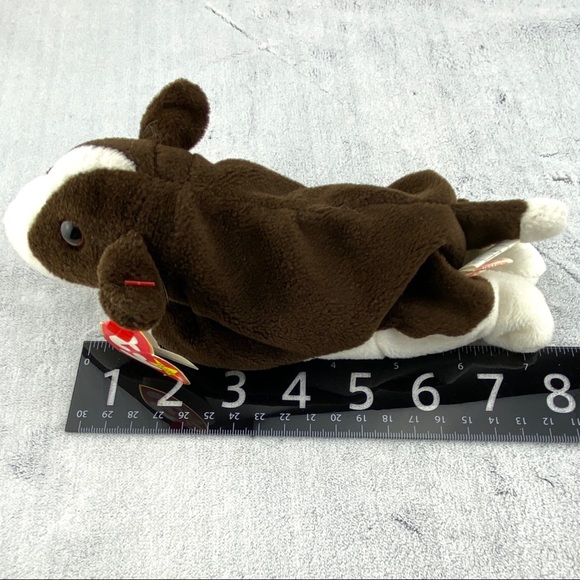 Ty Beanie Babies Bull Terrier Full Body Beanbag Plush 'Bruno' Brown & White 1997 - Picture 13 of 13